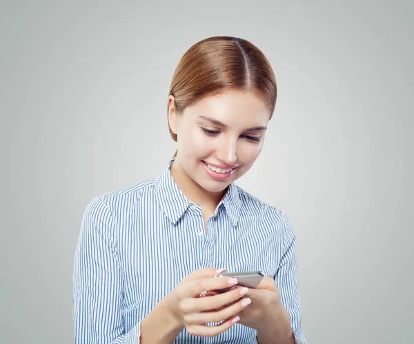 Student Meisje Mobiele Telefoon Jonge Vrouw Texting — Stockfoto