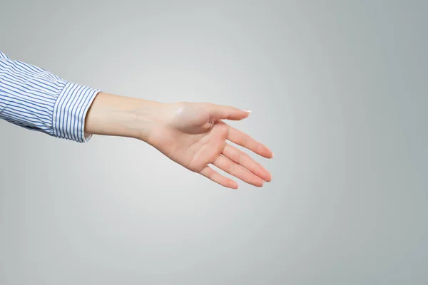 Händeschütteln Nur Weibliche Hand Schütteln — Stockfoto