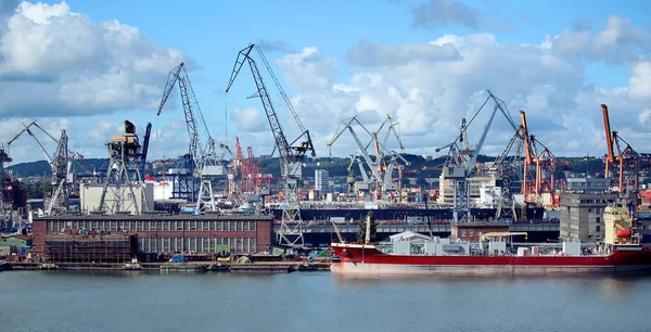 Ships and cargo cranes in Gdansk, Port of Poland — Stock Photo, Image