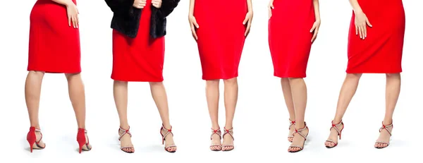Mükemmel seksi kadın bacakları kırmızı topuklu ayakkabı — Stok fotoğraf