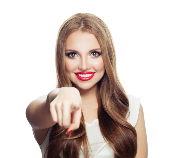 Mujer modelo joven perfecta con maquillaje y cabello saludable — Foto de Stock