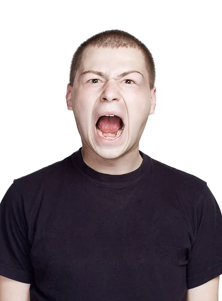 若い男の肖像表情。叫び顔. — ストック写真