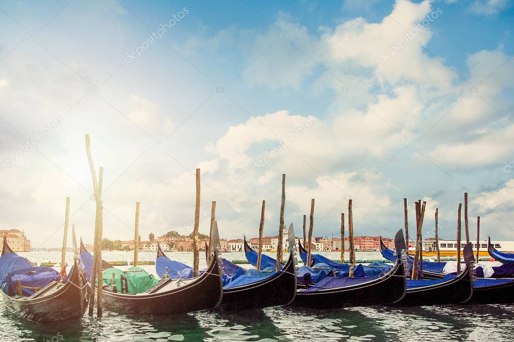 Venice, Boats before piazza San Marco. Italy