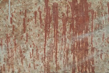 Kırmızı boya lekeile eski dokular duvar arka plan. 