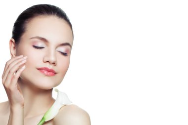 Açık tenli spa model kadın izole. Skincare 