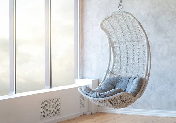 कमरे में हैमॉक कुर्सी के साथ अवधारणा को आराम दें। अवकाश दृश्य — स्टॉक फ़ोटो, इमेज