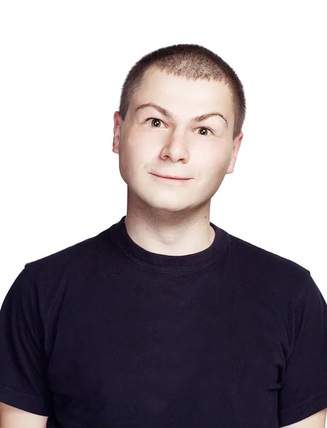 Porträtt av ung man. Ansikts uttryck. autistiska ansikte. — Stockfoto