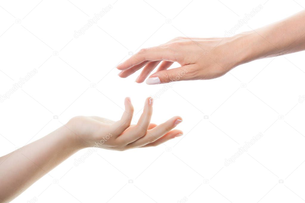 Two hands isolated on white background