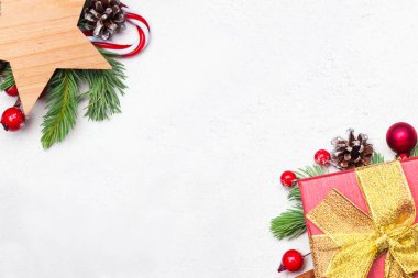Xmas süslemeleri ile Noel sınır arka plan. 