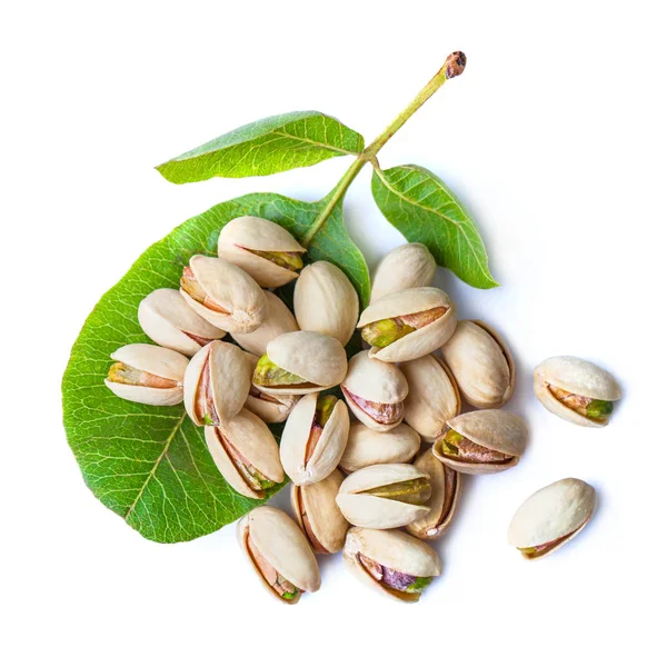 Tasty pistachio nut isolated on white background. Top view — Stock Photo, Image