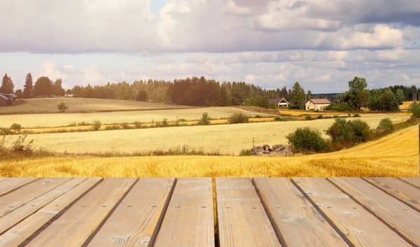 美丽的风景与农场、 字段和天空. — 图库照片