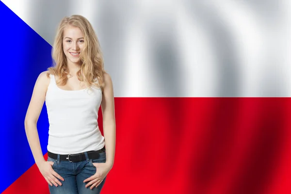 Travel in Czech Republic and learn czech language. woman student — Zdjęcie stockowe