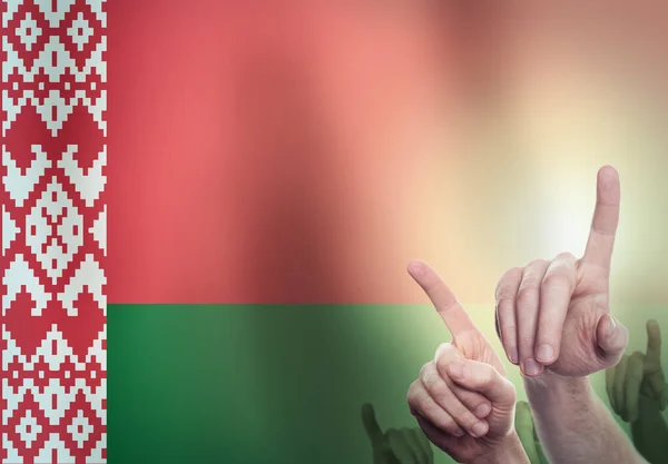 Hands Background Belarus Flag Freedom Concept — Stock Photo, Image