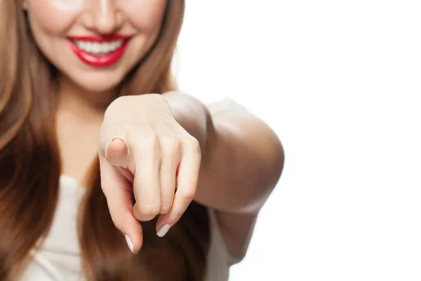 手を指差して 女性の指点 — ストック写真