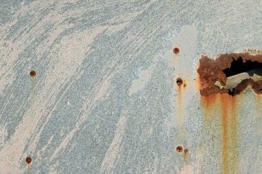 Lekeli boya ve pas metal yüzey yıpranmış. Arka plan doku.