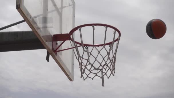 Athens Greece May 2019 Basketball Ball Bouncing Basket Rim Going — Stock Video