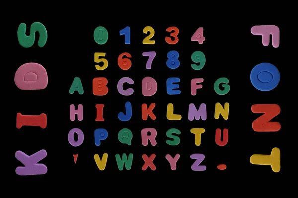 Kids Font Filled Counters Colorful Cutout Foam Letters Alphabet Numbers — Stockfoto