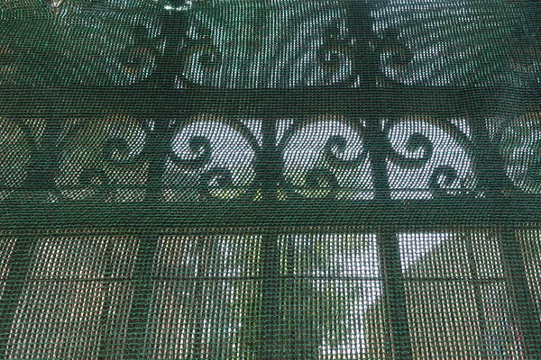 Wrought Iron Antique Fence Railings Transparent Debris Netting — Stock Photo, Image