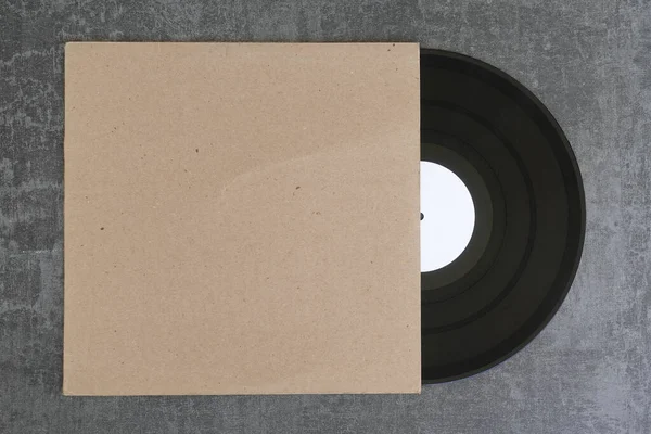 Disque Vinyle Marque Blanche Pochette Générique Carton Blanc Élément Design — Photo