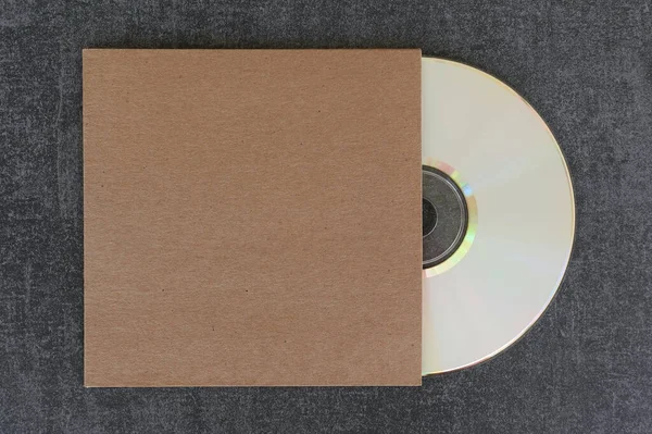 Bianco Bianco Etichetta Compact Disc Generica Custodia Cartone Marrone Con — Foto Stock