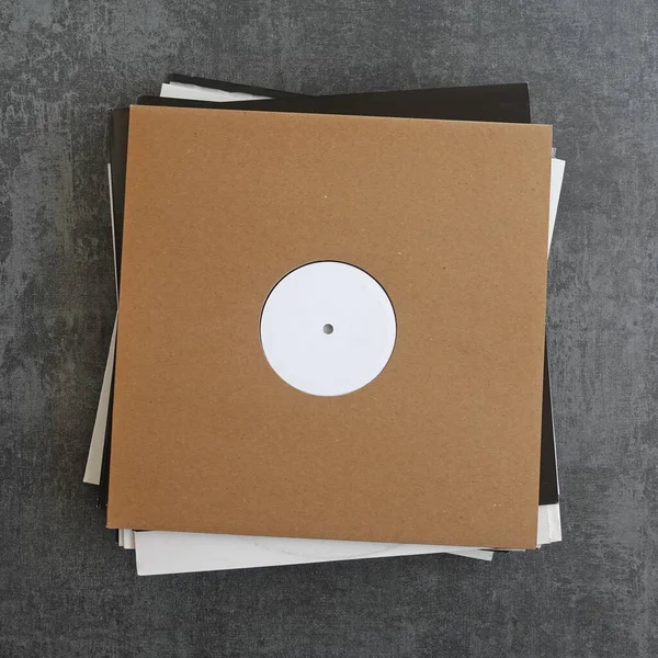 Pile Disques Vinyle Promo Dans Des Manches Carton Placez Votre Image En Vente