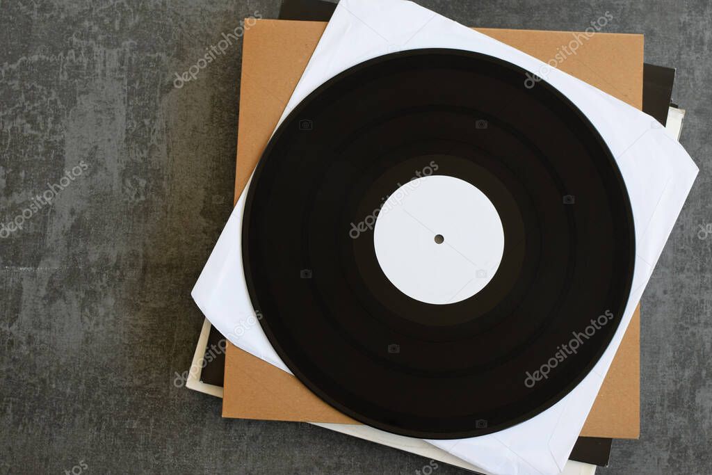Generic white label promo vinyl records. Music background with copy-space for your text.