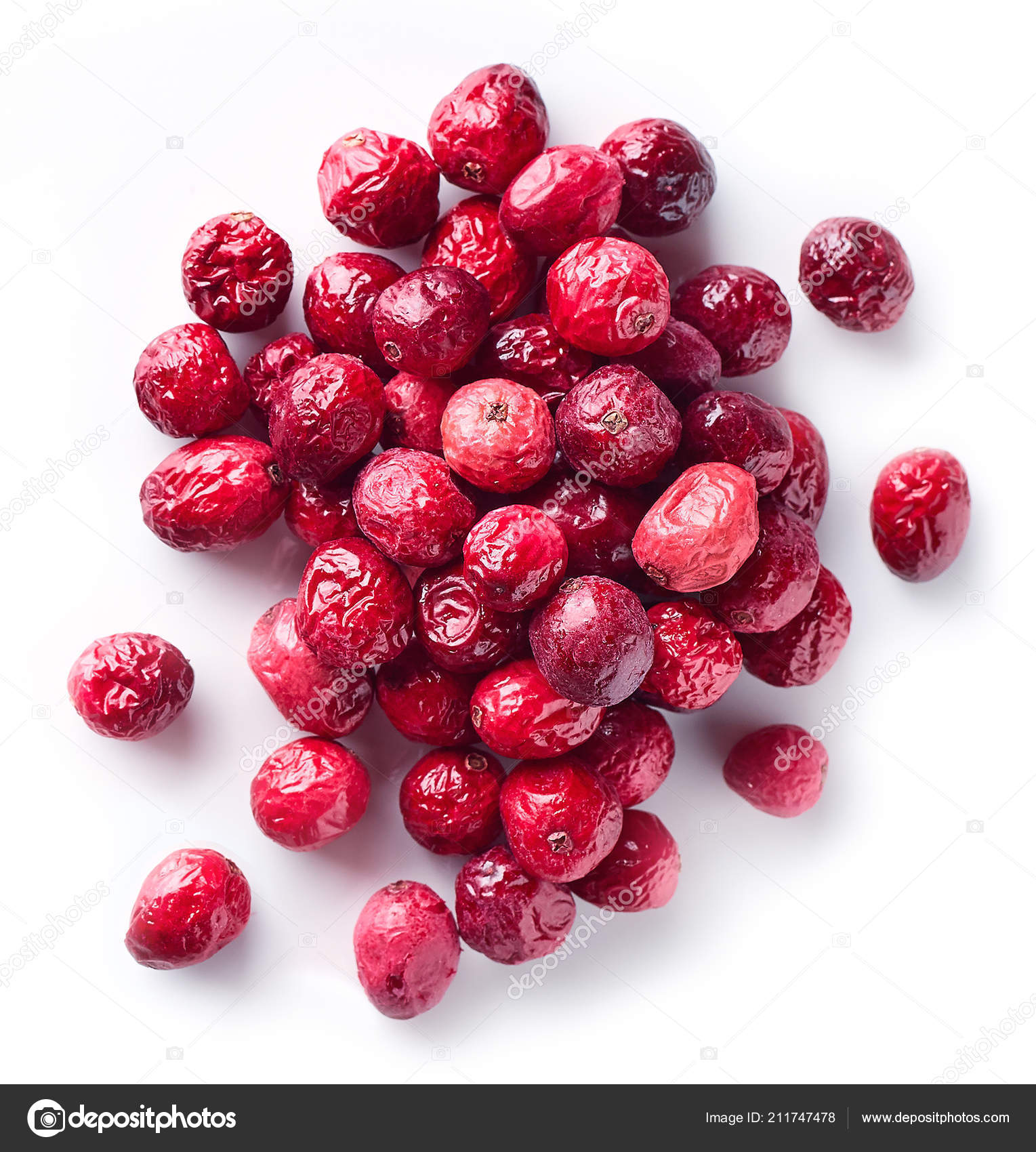 Heap Freeze Dried Cranberries Isolated White Background Top View Stock Photo By C Baibaz 211747478