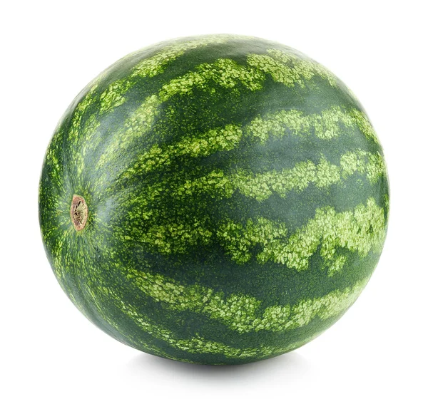 Hele Verse Watermeloen Geïsoleerd Witte Achtergrond — Stockfoto
