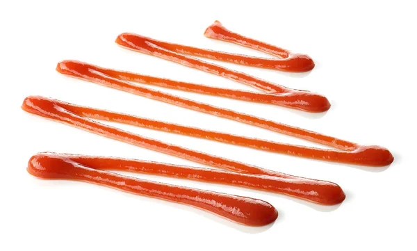 Spritzer Tomatensauce oder Ketchup auf weißem Hintergrund — Stockfoto