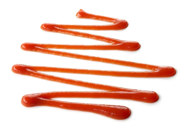 Salpicos de molho de tomate ou ketchup no fundo branco — Fotografia de Stock