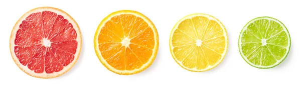 柑橘系の果物のスライスの白い背景で隔離 — ストック写真