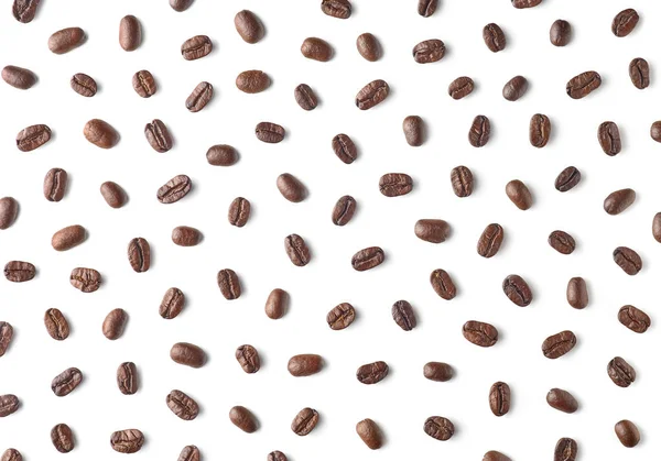 Шаблон кофейных зерен на белом фоне — стоковое фото