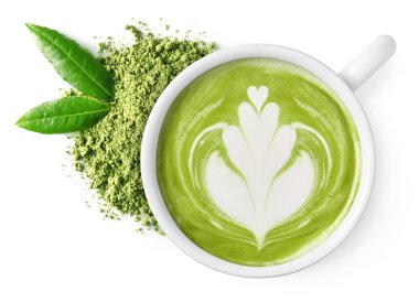 Fincan yeşil çay matcha latte