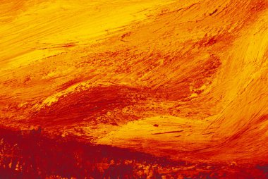 Soyut sanat fırça renk dokusu ile arka plan bez. Sanatsal tasarım zemin turuncu lav yağlı boya ile.