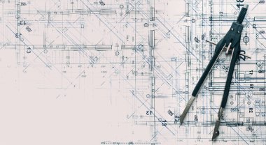 Üstten görünüm yeni modern ev mimari tasarım proje. Yaratıcı inşaat studio arka plan. Çizim arka planı ve bölücü.