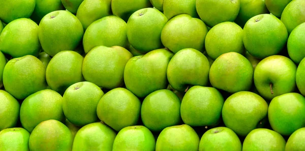 Νόστιμα Βιολογικά Πράσινα Μήλα Από Βιολογική Φάρμα Καλοκαίρι Φρούτα Υφή — Φωτογραφία Αρχείου