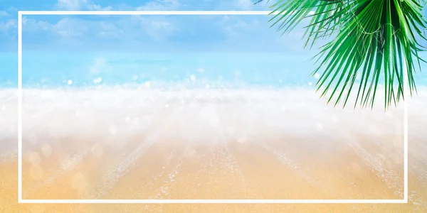 Estate Vacanze Viaggio Sfondo Design Paesaggio Sabbia Mare Con Palma — Foto Stock