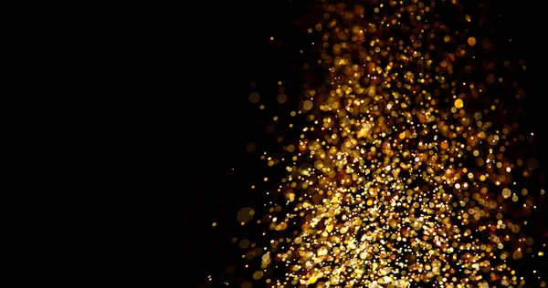 Goldglitzernde Sternenstaubspur Auf Schwarzem Hintergrund Weihnachten Goldener Funke Grenze Mit — Stockfoto