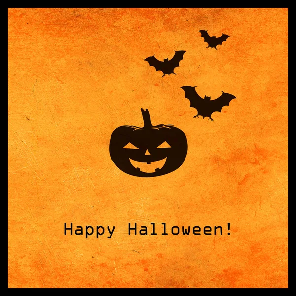 Minimalny Projekt Halloween Dyni Jackolantern Nietoperze Sylwetka Przerażająca Kartka Życzeniami — Zdjęcie stockowe