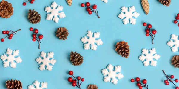 Natale Minimo Capodanno Composizione Delle Vacanze Invernali Piatto Bandiera Modello — Foto Stock