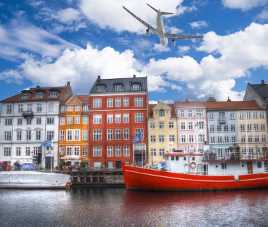 uçağı üzerinde Nyhavn Kopenhag eski liman olduğunu. Danimarka