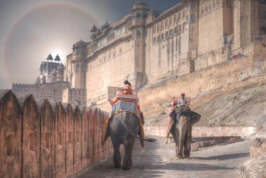 Filler üzerinde Amer Fort Jaipur halo. Hindistan
