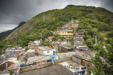 RIO DE JANEIRO, BRAZIL - March 14, 2018: Favela's houses in Rio de Janeiro clipart