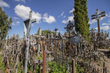 Siauliai, Litvanya - 15 Ağustos 2018 - tepe çarpılar Litvanya bir ünlü hac yer.