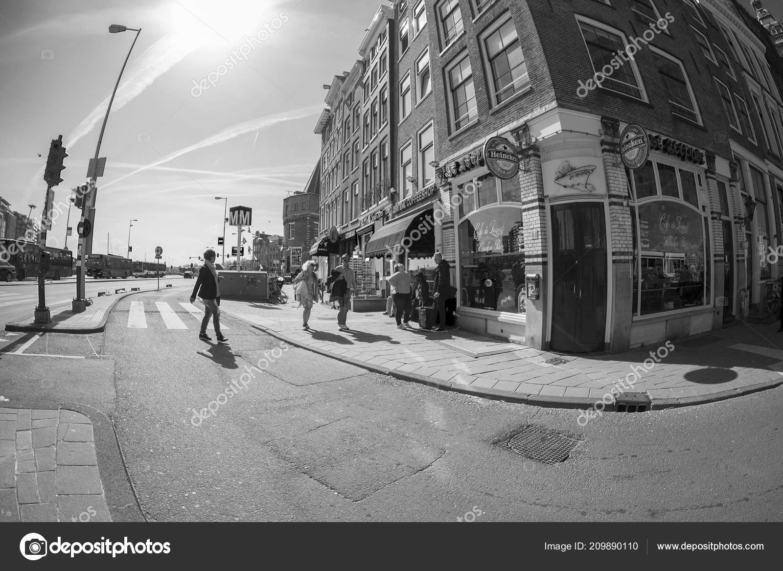 Amsterdam may 14 amsterdam streets may 14 2018 in amsterdam the netherlands at sunset black and white photography stock editorial photography