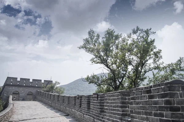 View of the great Chinese wall and mountains.