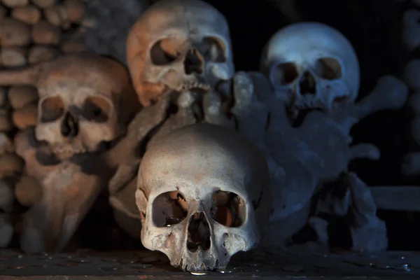 Crânes Dans Église Kostnice Dans Ville Tchèque Kutna Hora — Photo