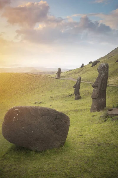 Moais Vid Ahu Tongariki Påskön Chile — Stockfoto