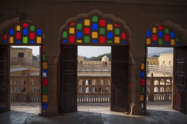 Hawa Mahal saray kompleksi, Jaipur Krishna'nın taç şeklinde pembe kumtaşı inşa Maharaja, harem olduğunu