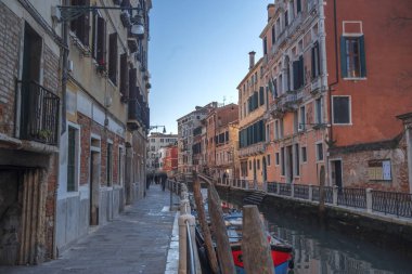 Venedik 'teki su kanalları. İtalya